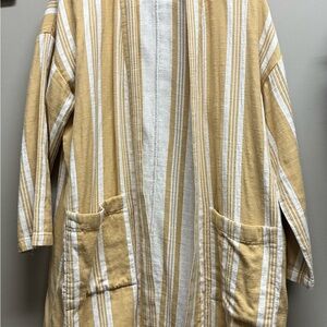 Eileen Fisher Beige and White Striped Cape